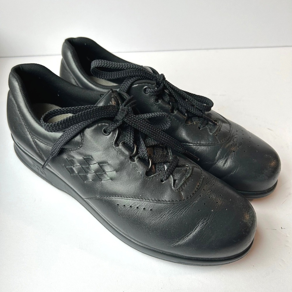 SAS Free Time Sneakers Womens 8 Black Leather Walking‎ Shoes USA Tripad Comfort